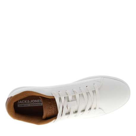 Tennis blanches à talon plat avec des lacets et logo embossé - Image 4