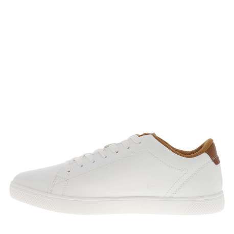 Tennis blanches à talon plat avec des lacets et logo embossé