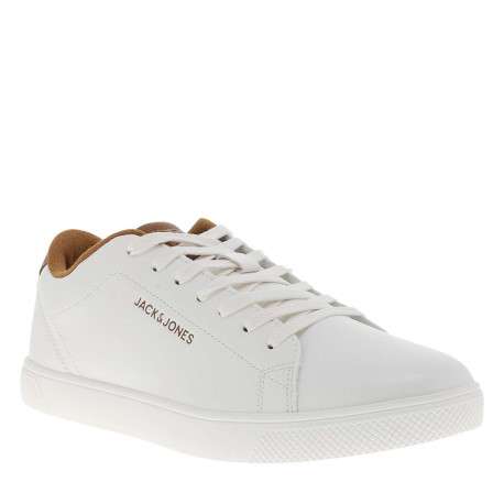 Tennis blanches à talon plat avec des lacets et logo embossé - Image 3