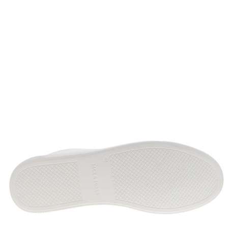 Tennis blanches à talon plat avec des lacets et logo embossé - Image 5