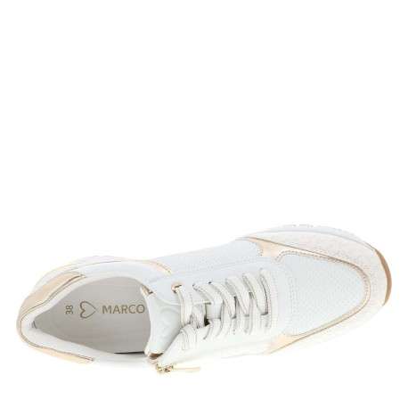 Baskets running blanches à semelle à talon compensé avec un zip doré latéral - Image 4