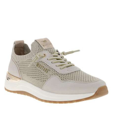 Baskets running sable à talon plat et à slip-on avec des lacets dorés décoratifs - Image 3