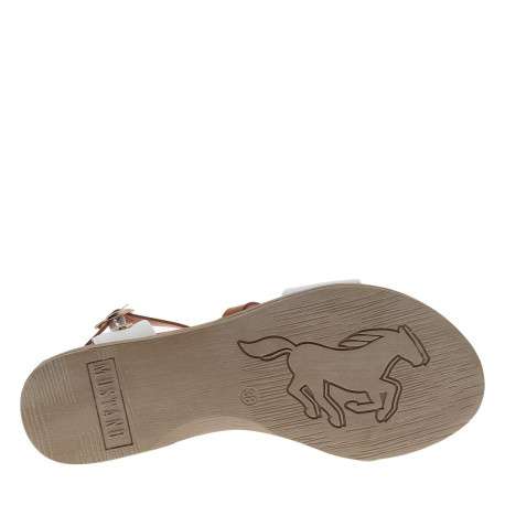 Nu-pieds blancs à talon plat avec une fermeture à boucle à ardillon - Image 5