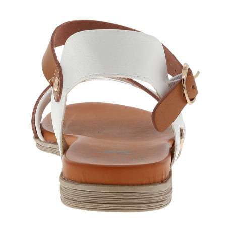 Nu-pieds blancs à talon plat avec une fermeture à boucle à ardillon - Image 6