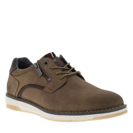 Baskets taupe à talon plat avec des lacets et un zip latéral - Image 3
