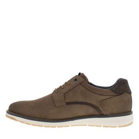 Baskets taupe à talon plat avec des lacets et un zip latéral