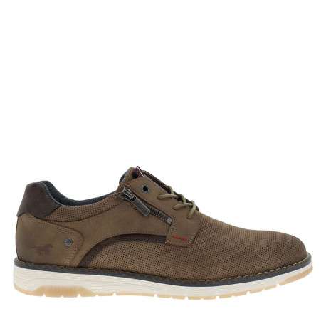 Baskets taupe à talon plat avec des lacets et un zip latéral - Image 2