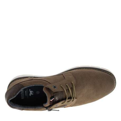 Baskets taupe à talon plat avec des lacets et un zip latéral - Image 4