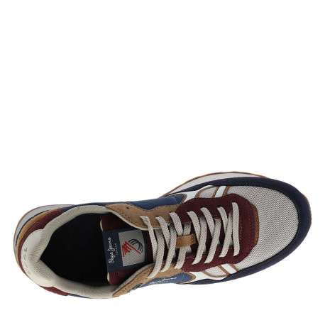 Baskets running Brit Back M en cuir bleu marine à talon plat avec des lacets - Image 4