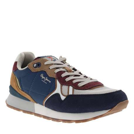 Baskets running Brit Back M en cuir bleu marine à talon plat avec des lacets - Image 3