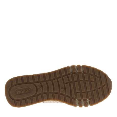 Baskets en cuir beiges à talon compensé bas avec des lacets et un zip latéral - Image 5