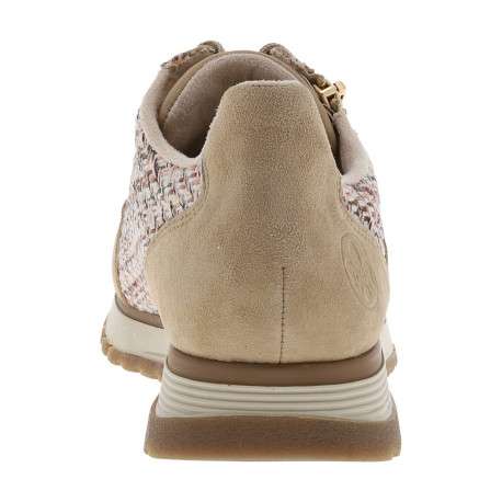 Baskets en cuir beiges à talon compensé bas avec des lacets et un zip latéral - Image 6
