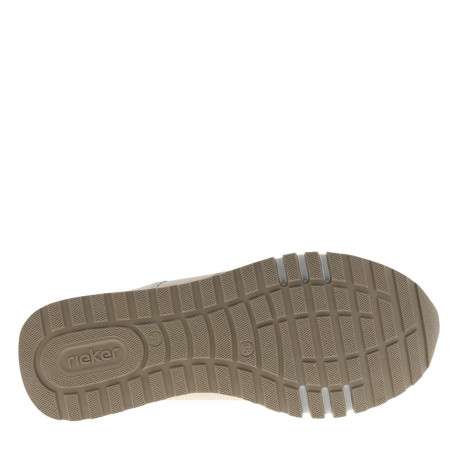 Baskets en cuir beiges à talon compensé bas avec des lacets et un zip latéral - Image 5
