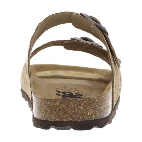 Mules en cuir taupe à motif rectangulaire avec deux boucles à ardillon - Image 6