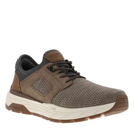 Sneakers taupe à talon plat et à slip-on avec des lacets décoratifs - Image 3