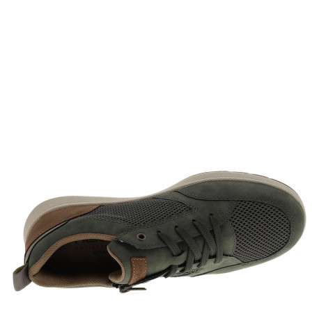 Sneakers kaki à talon plat avec des lacets et un zip latéral - Image 4
