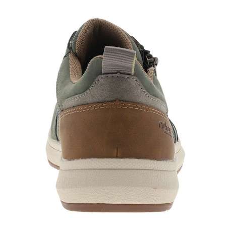 Sneakers kaki à talon plat avec des lacets et un zip latéral - Image 6