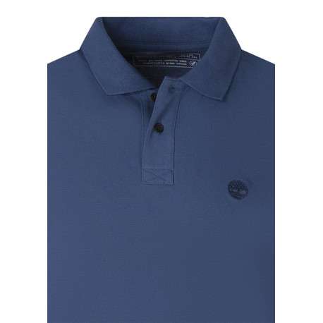 Polo en coton indigo uni pourvu d'une coupe droite et d'un col boutonné - Image 3