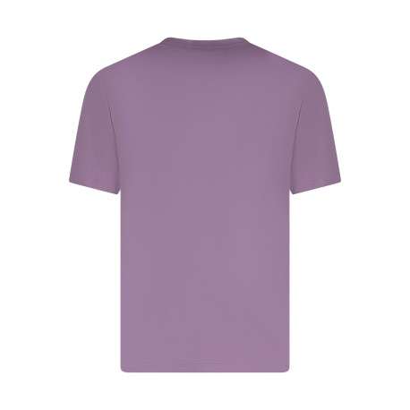 T-shirt en coton rose uni pourvu d'une coupe droite et d'un col rond - Image 2