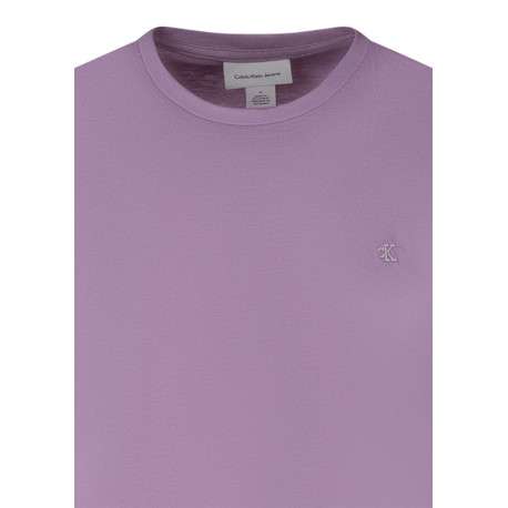 T-shirt en coton rose uni pourvu d'une coupe droite et d'un col rond - Image 3