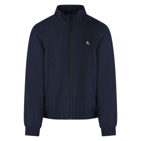 Blouson marine à coupe ajustée pourvu d'un col montant zippé