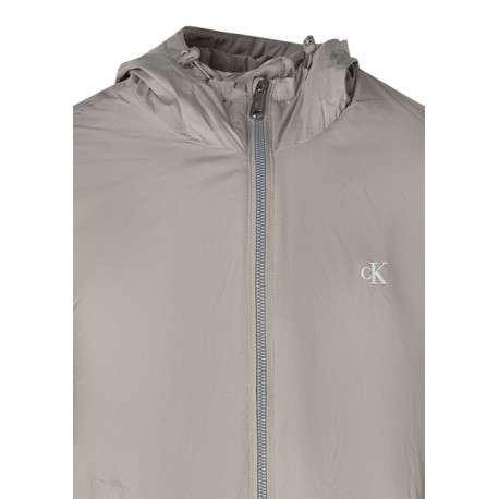 Blouson beige à coupe ajustée pourvu d'un col à capuche avec cordon de serrage - Image 3