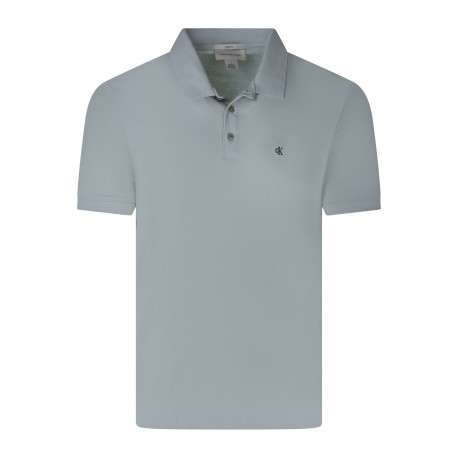 Polo en coton vert d'eau à coupe droite pourvu d'un col boutonné