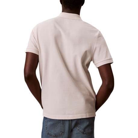 Polo en coton beige à coupe droite pourvu d'un col v bord-côte - Image 3