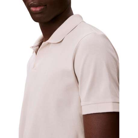 Polo en coton beige à coupe droite pourvu d'un col v bord-côte - Image 4
