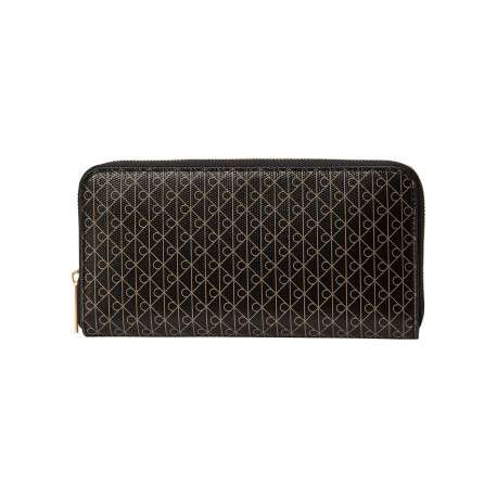 Portefeuille marron à motif monogramme pourvu d'une fermeture zippée