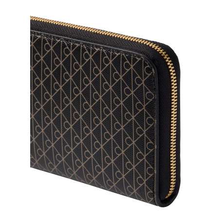 Portefeuille marron à motif monogramme pourvu d'une fermeture zippée - Image 3