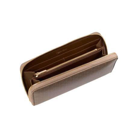 Portefeuille beige à motif monogramme pourvu d'une fermeture zippée - Image 3