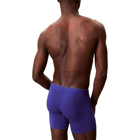 Lot de 3 boxers longs en coton bleus pourvus d'une ceinture élastiquée - Image 3