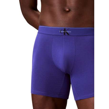 Lot de 3 boxers longs en coton bleus pourvus d'une ceinture élastiquée - Image 4