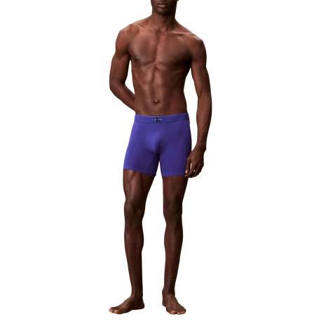 Lot de 3 boxers longs en coton bleus pourvus d'une ceinture élastiquée - Image 5