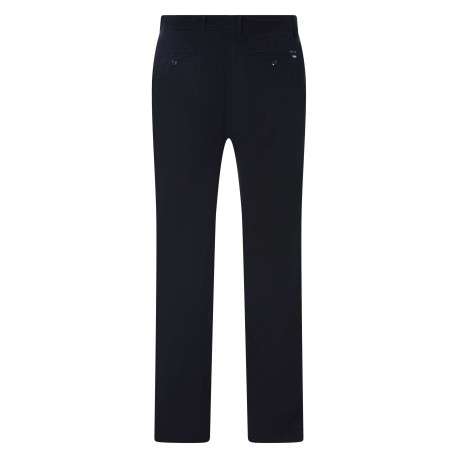 Pantalon chino en coton marine uni pourvu d'une coupe droite - Image 2