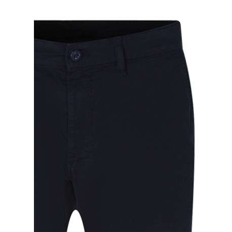 Pantalon chino en coton marine uni pourvu d'une coupe droite - Image 3