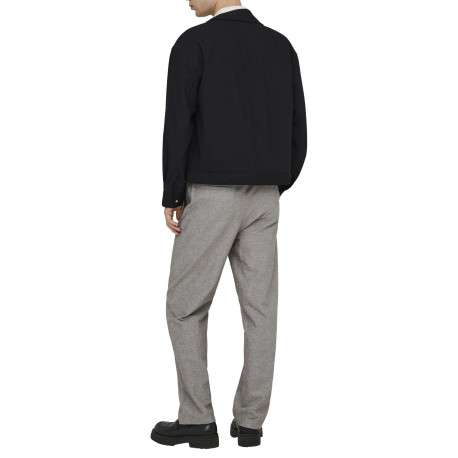 Pantalon en coton et lin mélangé taupe uni pourvu d'une coupe loose - Image 2