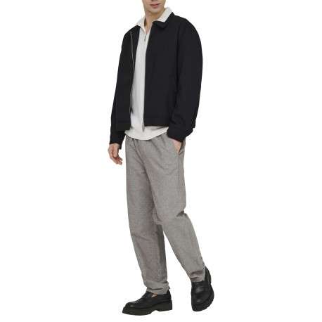 Pantalon en coton et lin mélangé taupe uni pourvu d'une coupe loose - Image 3