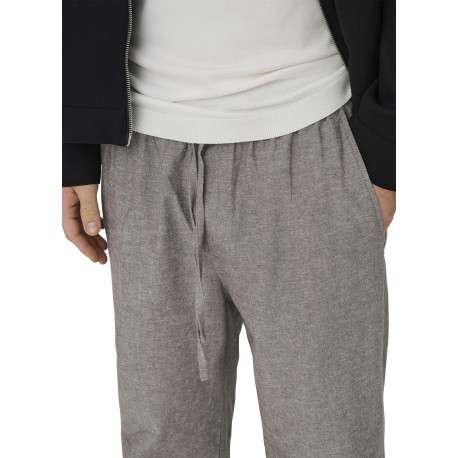 Pantalon en coton et lin mélangé taupe uni pourvu d'une coupe loose - Image 4