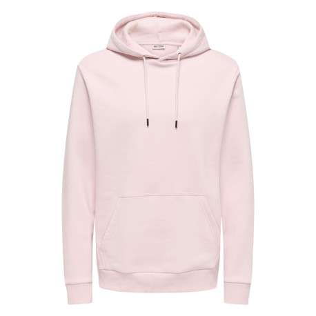Sweat en coton mélangé rose uni pourvu de manches longues et d'une coupe droite