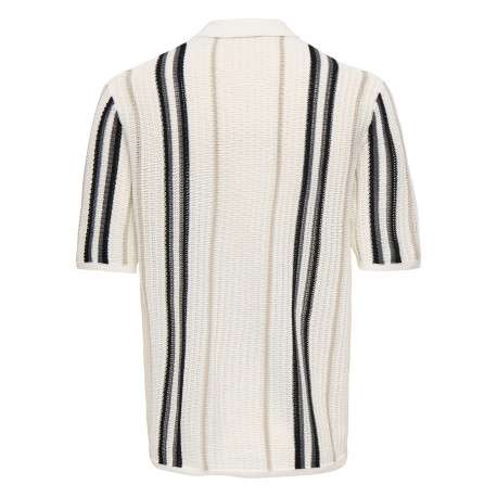 Chemise en coton mélangé blanche à rayures pourvu d'un col chemise - Image 2