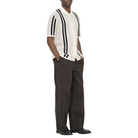 Chemise en coton mélangé blanche à rayures pourvu d'un col chemise - Image 3