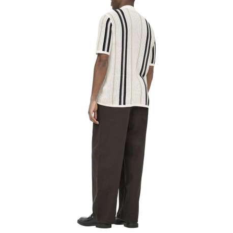 Chemise en coton mélangé blanche à rayures pourvu d'un col chemise - Image 4
