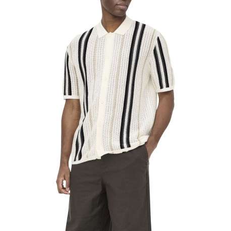 Chemise en coton mélangé blanche à rayures pourvu d'un col chemise - Image 5