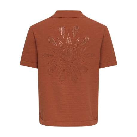 Chemise brique unie pourvue de manches courtes et d'une coupe droite - Image 2
