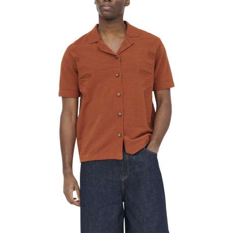 Chemise brique unie pourvue de manches courtes et d'une coupe droite - Image 5