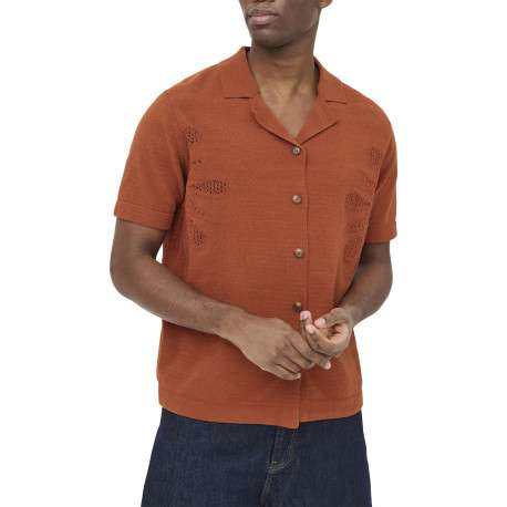 Chemise brique unie pourvue de manches courtes et d'une coupe droite - Image 6