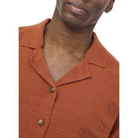 Chemise brique unie pourvue de manches courtes et d'une coupe droite - Image 7