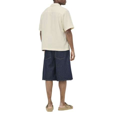 Chemise en coton écrue unie pourvue d'une coupe droite et d'un col cubain - Image 4